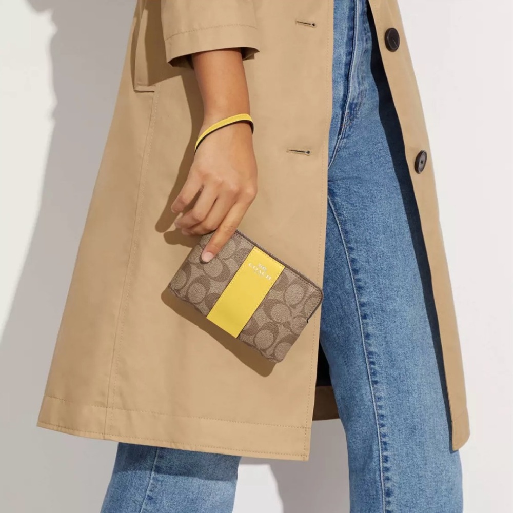 Coach Brown and Yellow Signature Wristlet - Picture 3 of 7